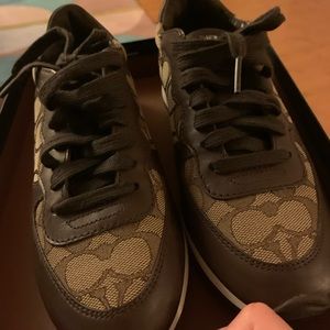coach tennis shoes in dark brown